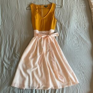 Modcloth Mustard Stripe Midi Dress